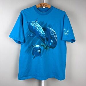 VTG 90s Dolphin Nature T-Shirt Size XL Salt Marsh Nags Head NC Single‎ Stitch